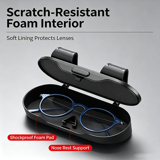 Car Sun Visor Glasses Case Detachable Clip-On Car Eyeglasses Holder for Most Vehicles