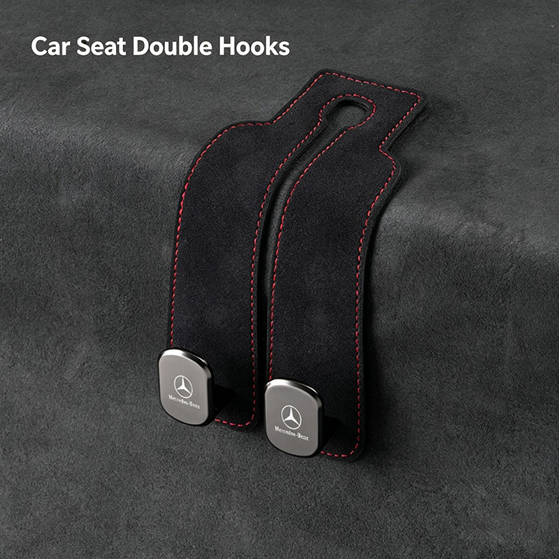 2-in-1 Suede Car Headrest Double Hooks Multi-Function Car Seat Back Organizer Hook for Bags, Purses, Water Bottles