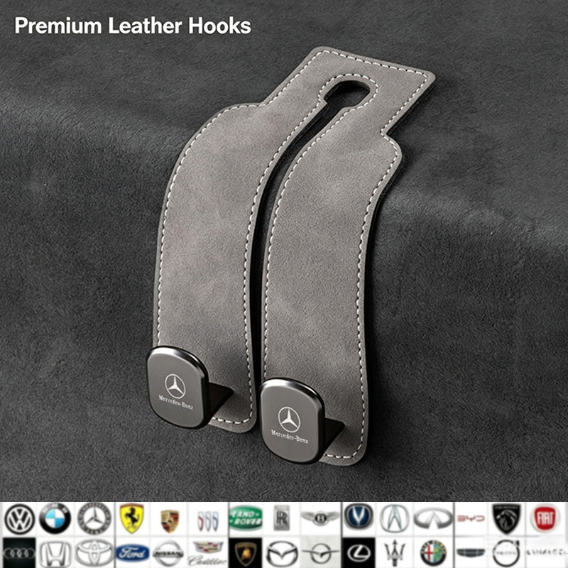 2-in-1 Suede Car Headrest Double Hooks Multi-Function Car Seat Back Organizer Hook for Bags, Purses, Water Bottles