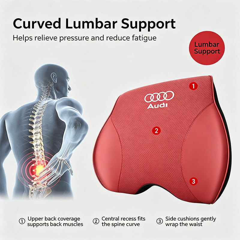 Ergonomic Car Neck Pillow & Lumbar Support Cushion Set, Slow Rebound Memory Foam Auto Headrest Pillow for All Vehicles