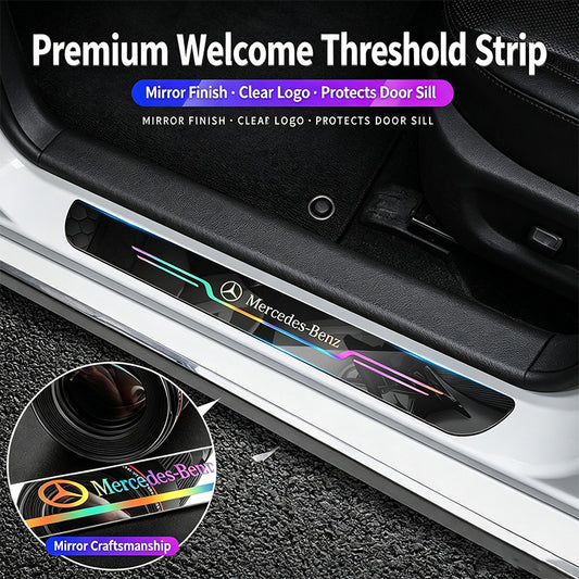 4PCS Universal Welcome Threshold Scuff Plate, Waterproof Anti-Scratch Door Entry Guard, No Residue Adhesive Car Interior Decor Accessories