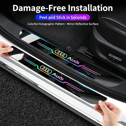 4PCS Universal Welcome Threshold Scuff Plate, Waterproof Anti-Scratch Door Entry Guard, No Residue Adhesive Car Interior Decor Accessories