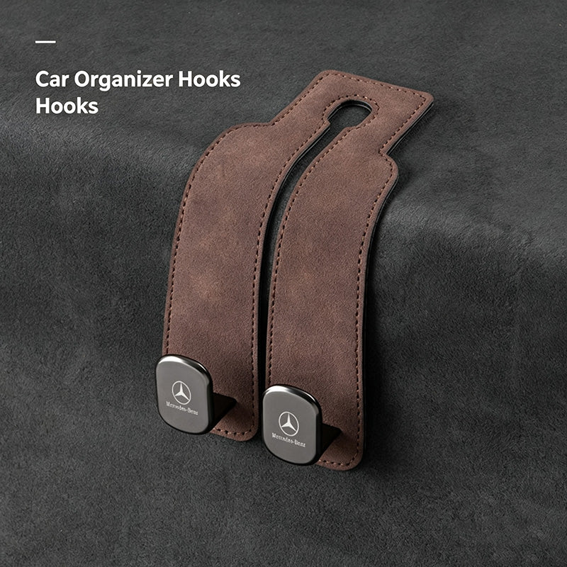2-in-1 Suede Car Headrest Double Hooks Multi-Function Car Seat Back Organizer Hook for Bags, Purses, Water Bottles