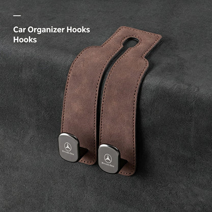 2-in-1 Suede Car Headrest Double Hooks Multi-Function Car Seat Back Organizer Hook for Bags, Purses, Water Bottles