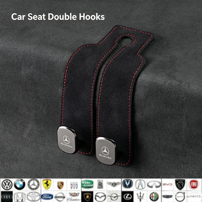 2-in-1 Suede Car Headrest Double Hooks Multi-Function Car Seat Back Organizer Hook for Bags, Purses, Water Bottles