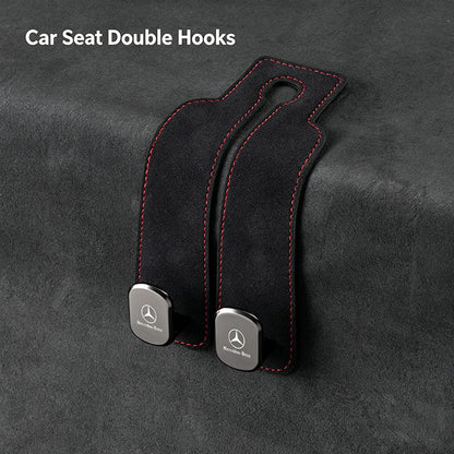 2-in-1 Suede Car Headrest Double Hooks Multi-Function Car Seat Back Organizer Hook for Bags, Purses, Water Bottles