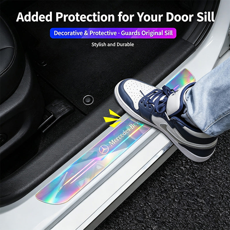 4PCS Universal Welcome Threshold Scuff Plate, Waterproof Anti-Scratch Door Entry Guard, No Residue Adhesive Car Interior Decor Accessories