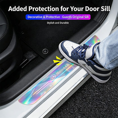 4PCS Universal Welcome Threshold Scuff Plate, Waterproof Anti-Scratch Door Entry Guard, No Residue Adhesive Car Interior Decor Accessories