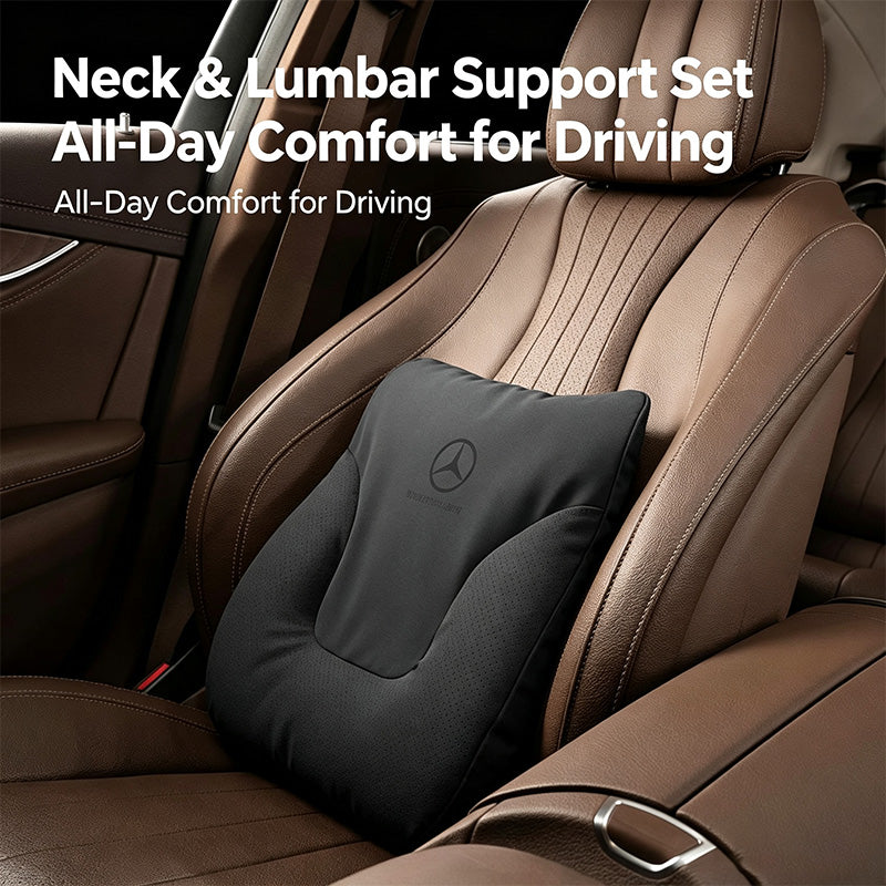 Car Neck Pillow and Lumbar Support Set, Soft and Breathable Suede Car Headrests, General Motors Interior Accessories