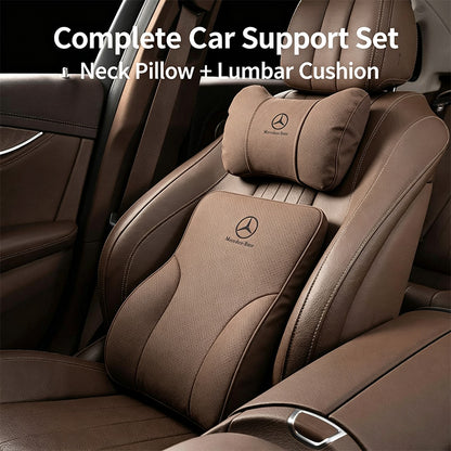 Car Neck Pillow and Lumbar Support Set, Soft and Breathable Suede Car Headrests, General Motors Interior Accessories