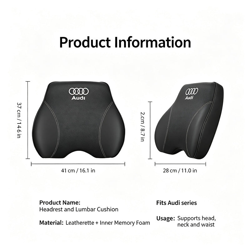 Ergonomic Car Neck Pillow & Lumbar Support Cushion Set, Slow Rebound Memory Foam Auto Headrest Pillow for All Vehicles