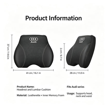 Ergonomic Car Neck Pillow & Lumbar Support Cushion Set, Slow Rebound Memory Foam Auto Headrest Pillow for All Vehicles