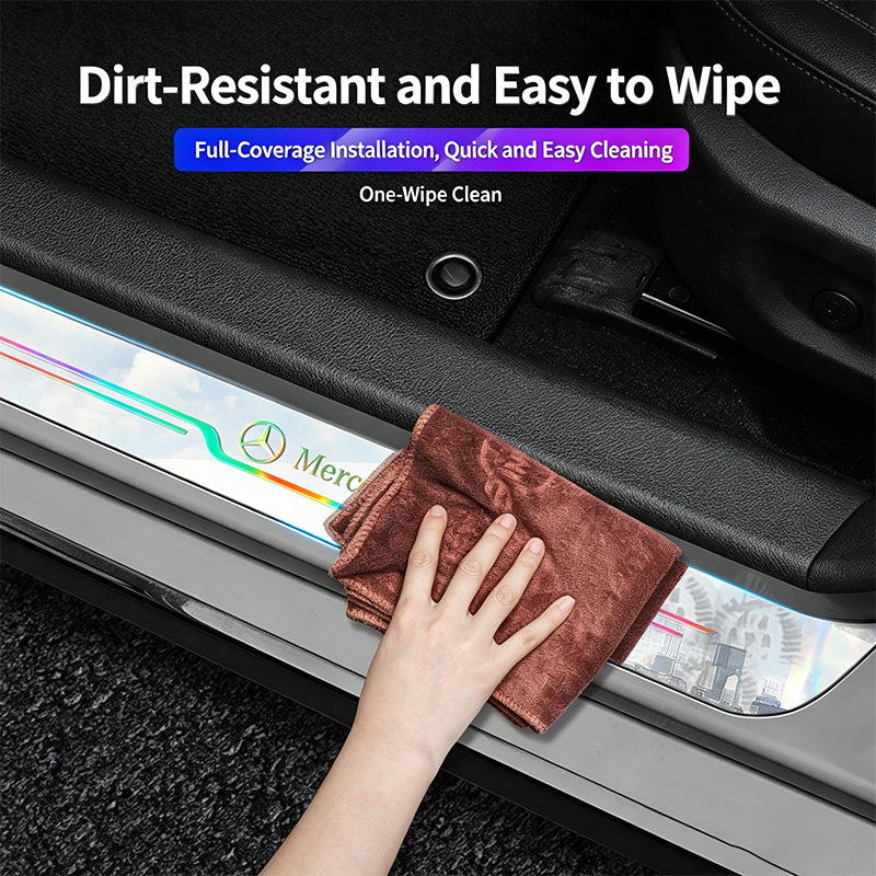 4PCS Universal Welcome Threshold Scuff Plate, Waterproof Anti-Scratch Door Entry Guard, No Residue Adhesive Car Interior Decor Accessories