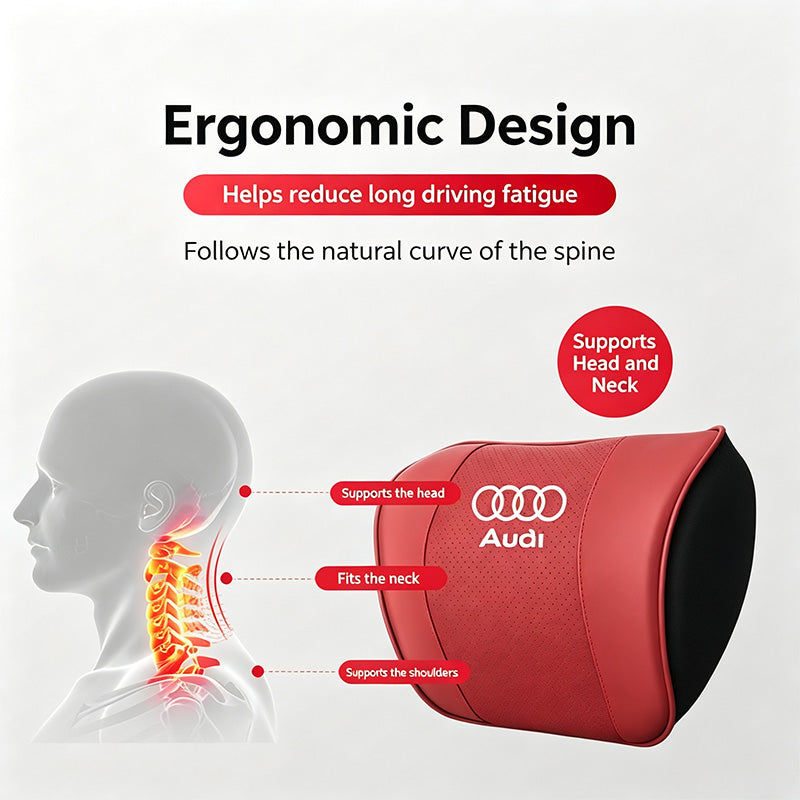 Ergonomic Car Neck Pillow & Lumbar Support Cushion Set, Slow Rebound Memory Foam Auto Headrest Pillow for All Vehicles