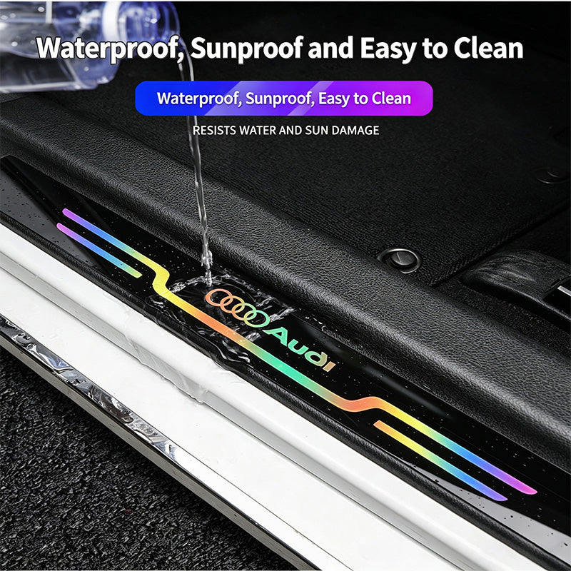 4PCS Universal Welcome Threshold Scuff Plate, Waterproof Anti-Scratch Door Entry Guard, No Residue Adhesive Car Interior Decor Accessories