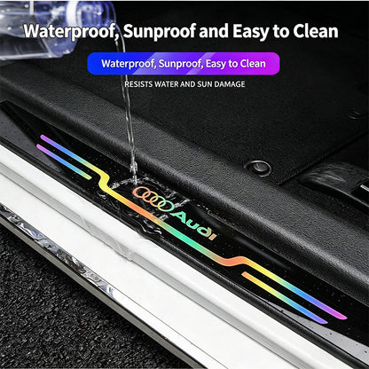 4PCS Universal Welcome Threshold Scuff Plate, Waterproof Anti-Scratch Door Entry Guard, No Residue Adhesive Car Interior Decor Accessories