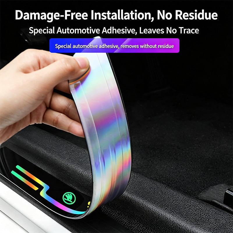 4PCS Universal Welcome Threshold Scuff Plate, Waterproof Anti-Scratch Door Entry Guard, No Residue Adhesive Car Interior Decor Accessories