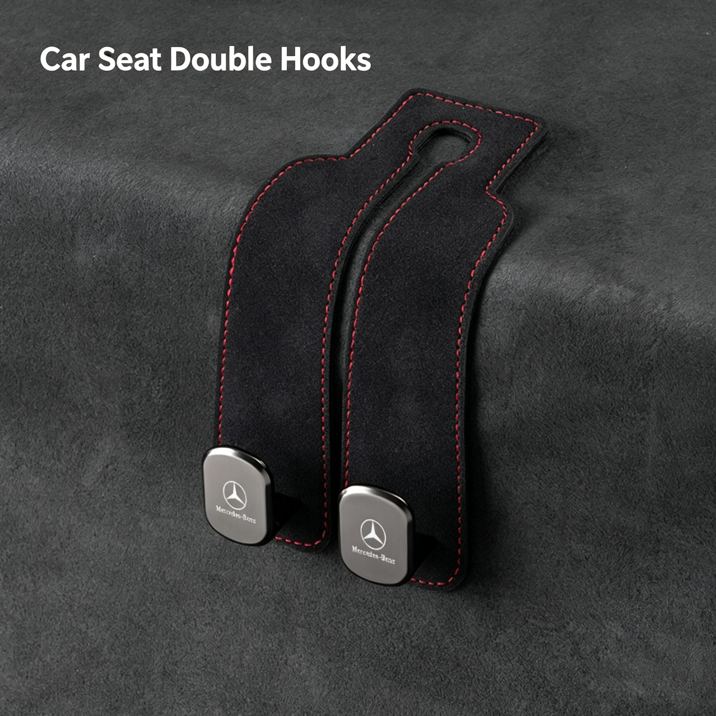 2-in-1 Suede Car Headrest Double Hooks Multi-Function Car Seat Back Organizer Hook for Bags, Purses, Water Bottles