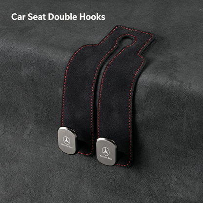 2-in-1 Suede Car Headrest Double Hooks Multi-Function Car Seat Back Organizer Hook for Bags, Purses, Water Bottles